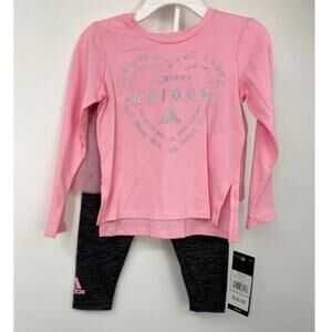 Adidas Girls 2 piece Pink Gray Shirt and Leggings with tutu NEW Size 24 months